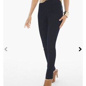 Chicos Platinum Ankle Dark Blue Jeans Size .5 (Sz 6 ) Flat Front‎ Side Zip